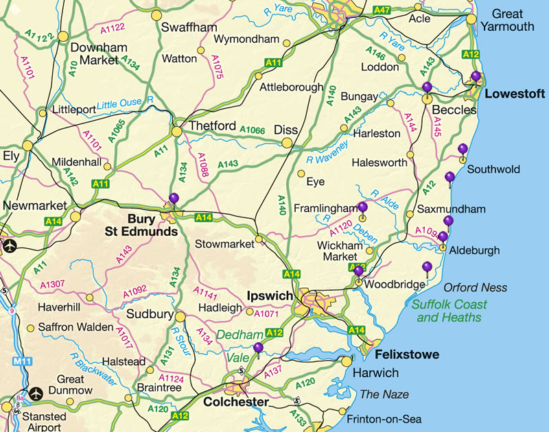 Suffolk uk map